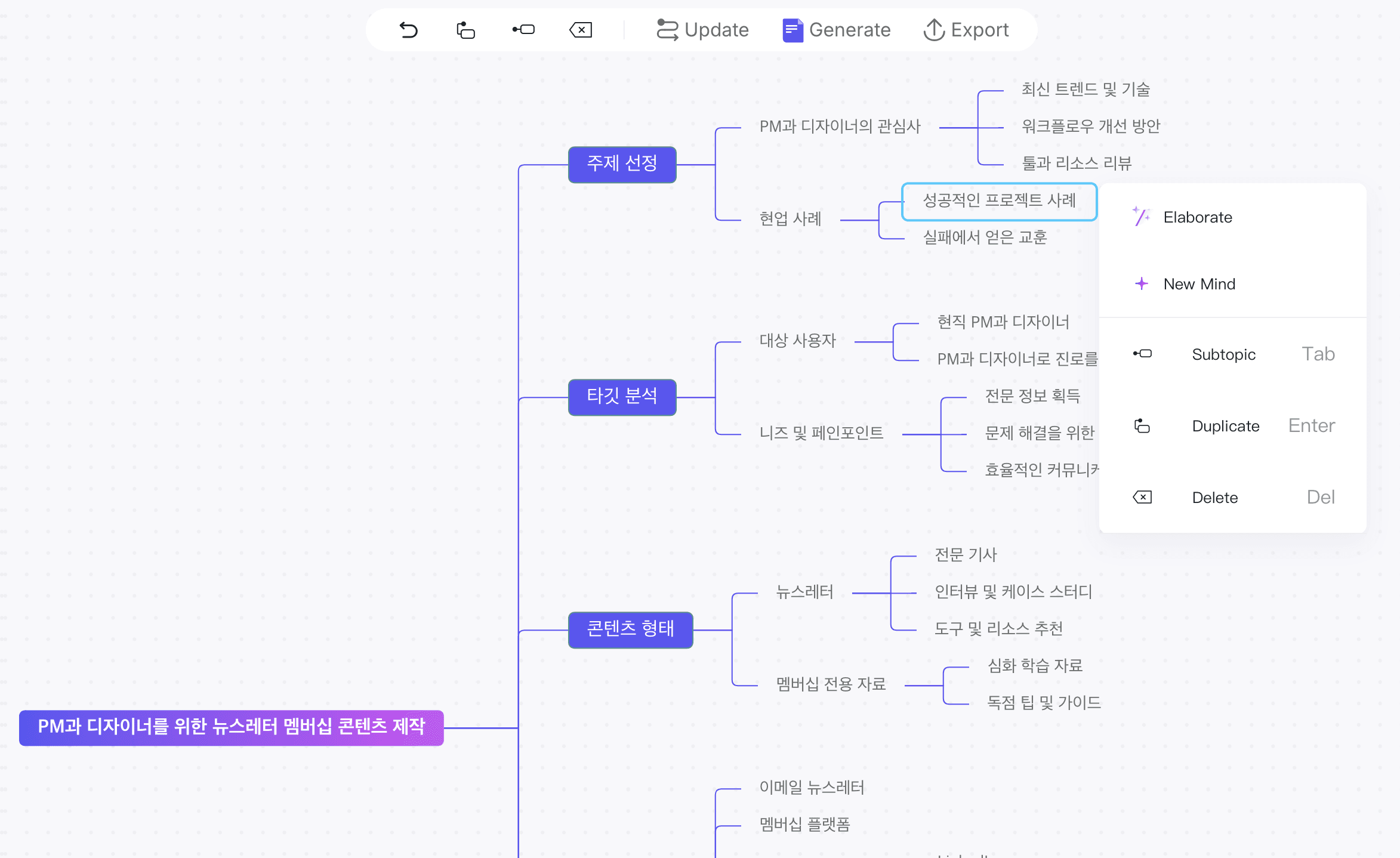 쉽고 빠른 아이디어 정리, AI 마인드맵 ‘Minduck’