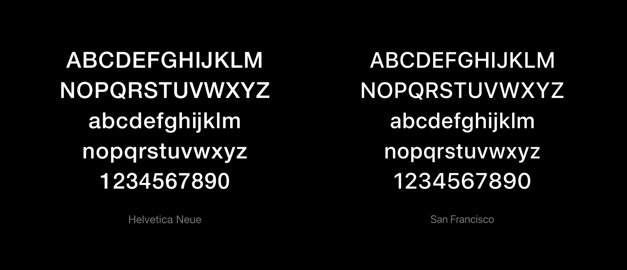 Helvetica vs SanFrancisco