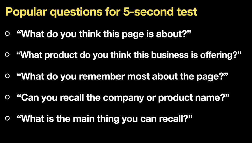 제품 디자인 5초 테스트 질문