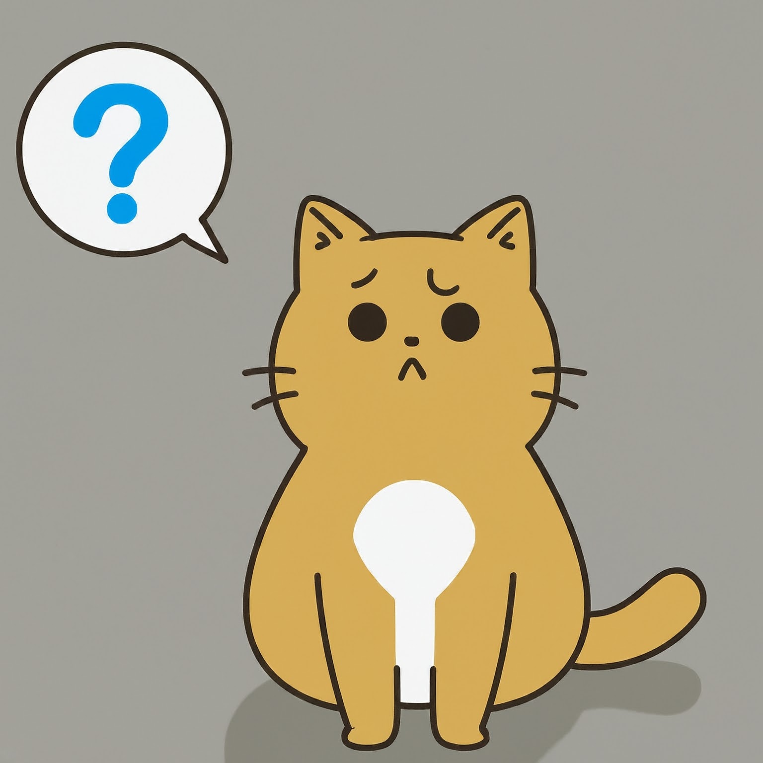 A cat with a question mark<br/><출처: 제미나이 이미지 생성>